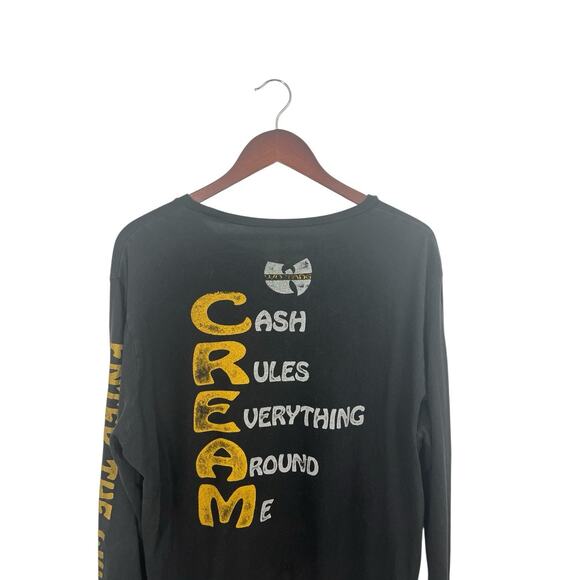 WU-TANG T-Shirt Long Sleeve Large Lucky Brand Yellow Black Cash Rules Streetwear - Picture 6 of 10